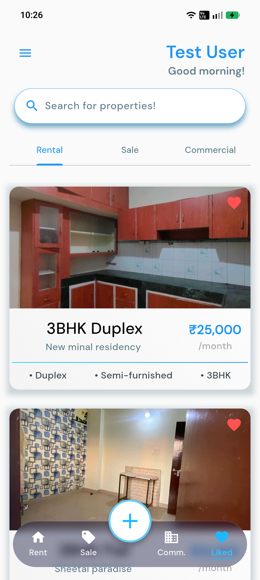 Kiraya User App Screen 1
