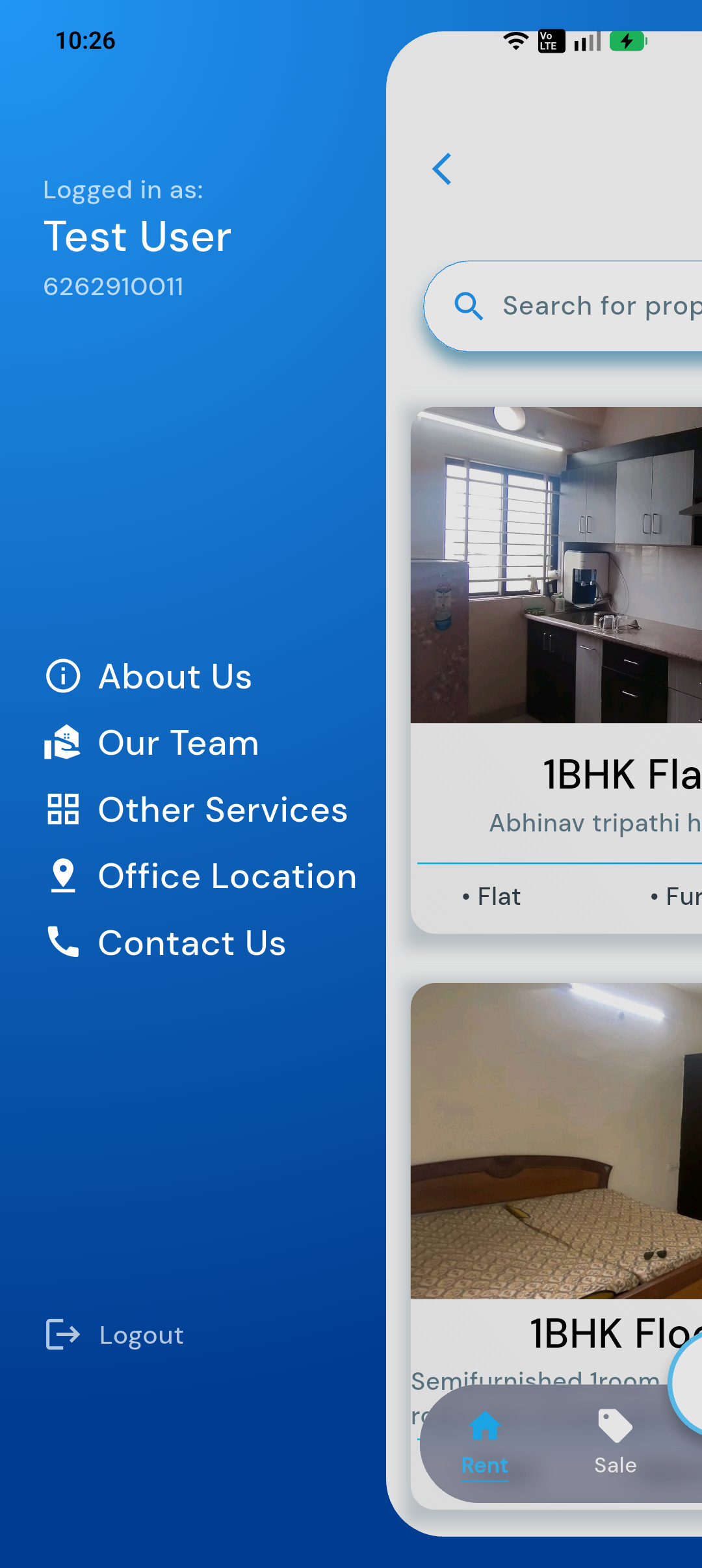 Kiraya User App Screen 2